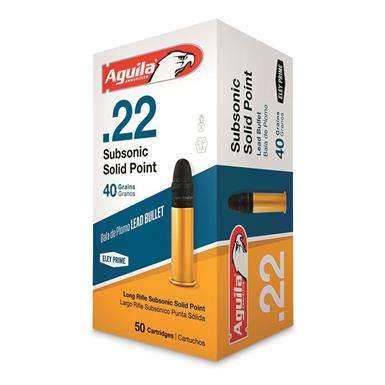 Aguila Subsonic Solid Point, .22LR, LRN, 40 Grain, 500 Rounds