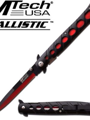 MTECH USA BALLISTIC STEEL FOLDING KNIFE RED 9''
