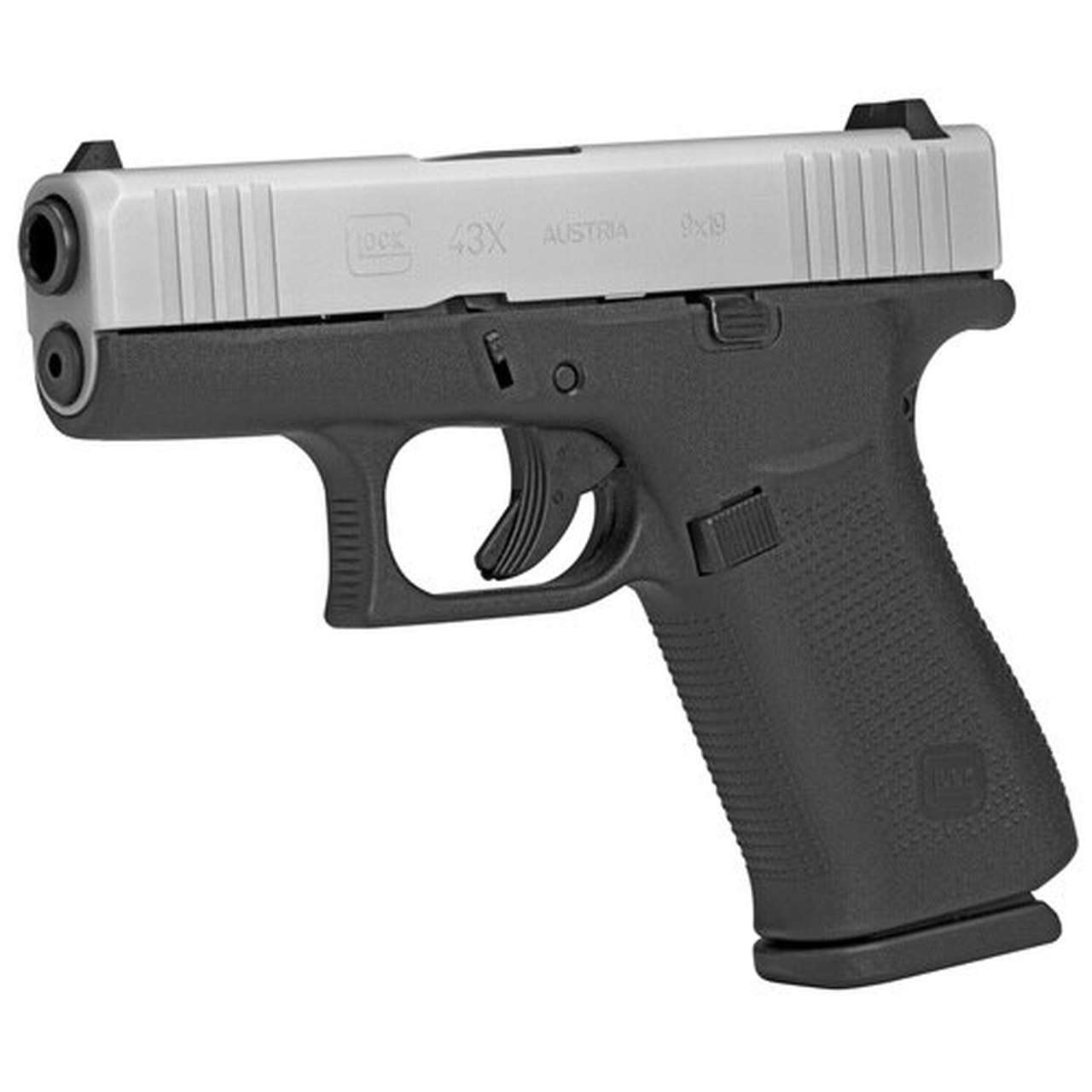 Glock 43X Silver Subcompact 9Mm, 3.41&Quot; Barrel, Polymer Frame, Fixed Sights, 2X10Rd Mags Glok2 1